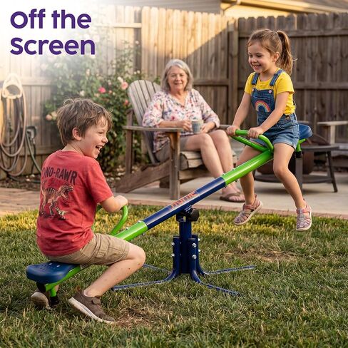 HURTLE Spinning Swivel Seesaw for Kids, Teeter Totter for Toddlers, Sturdy Steel Outdoor Seesaw for Boys & Girls, Kids Yard Toy that Spins & Teeters for Active, Screen Free Fun, Great Backyard Gift in Kuwait