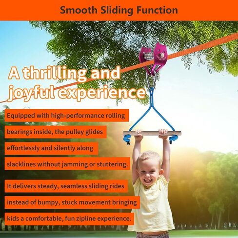 Kids Zipline Dog Pulley, Ninja Slackline Slider with Brake Stopper in Kuwait