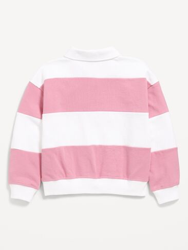 Old Navy Oversized Long-Sleeve Collared Fleece Sweatshirt for Girls - Pressed Flower in Kuwait