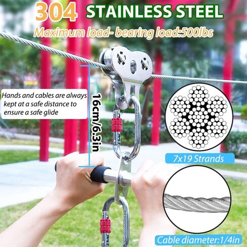 80FT Zip Line Kit for Backyard and Zipline Seat for Kids and Adults in Saudi Arabia