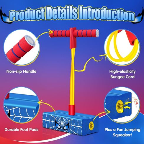 Foam Pogo Jumper for Kids, Pogo Stick with Bungee Cord, Improve Balance & Coordination, Safe Outdoor Toys for Boys, Easter Basket Stuffers, Birthday Gifts, Christmas Stocking Stuffers (Blue) in Saudi Arabia