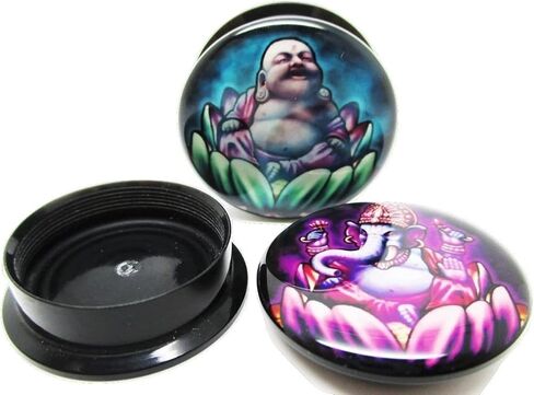 Ganesh & Buddha Ear Plugs - Acrylic - Screw on - New *Pair* - 10 Sizes in Kuwait