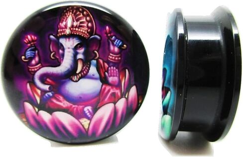 Ganesh & Buddha Ear Plugs - Acrylic - Screw on - New *Pair* - 10 Sizes in Kuwait
