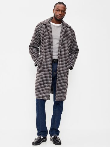 Old Navy Relaxed Long Twill Topcoat for Men - Dark Walnut in Kuwait