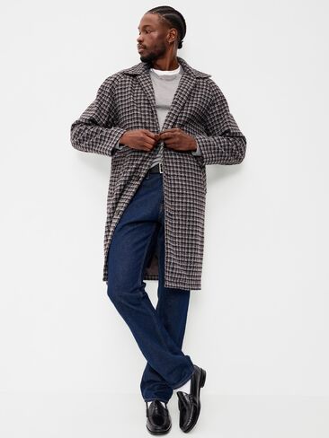 Old Navy Relaxed Long Twill Topcoat for Men - Dark Walnut in Kuwait