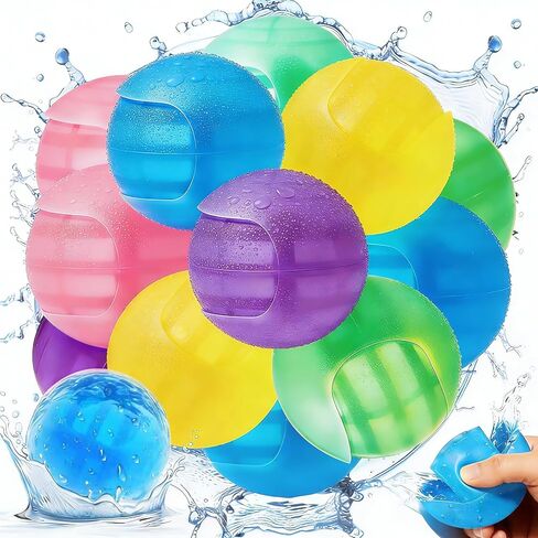 12Pcs Reusable Water Balloons, Self Sealing Quick Fill Silicone Water Toys for Kids 3-12, Summer Outdoor Water Games for Pool Beach Backyard, BPA-Free Water Splash Balls for Boys Girls Adults Family in Kuwait