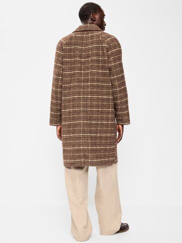 Old Navy Relaxed Long Twill Topcoat for Men - Brown Plaid in Kuwait