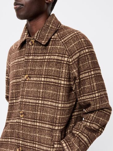 Old Navy Relaxed Long Twill Topcoat for Men - Brown Plaid in Kuwait