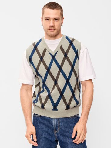 Old Navy SoSoft Lite Sweater Vest - Blue Argyle in Kuwait