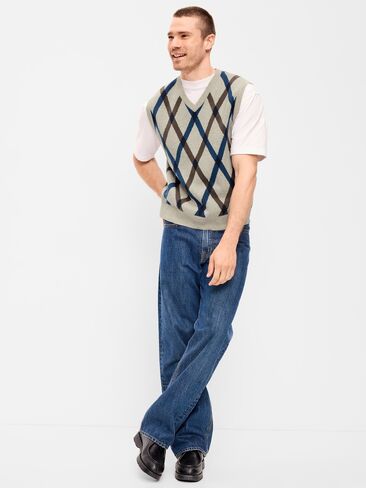 Old Navy SoSoft Lite Sweater Vest - Blue Argyle in Kuwait