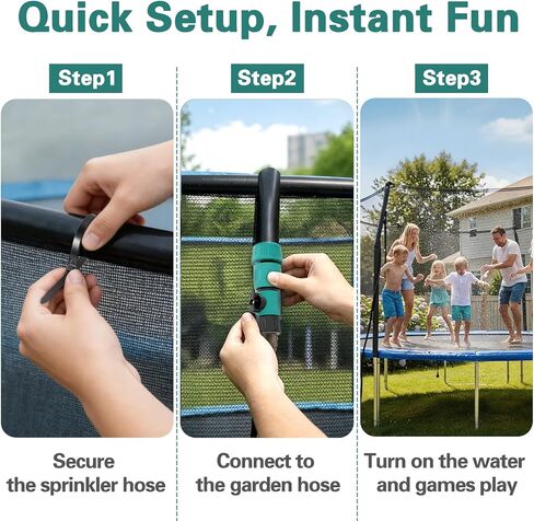 Bobor Trampoline Sprinkler for Kids, Outdoor Trampoline Water Sprinklers, Backyard Summer Water Toys, Outside Trampoline Accessories for Yard Backyard Water Fun (39ft) in Kuwait