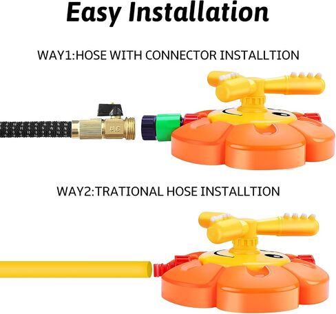 Water Sprinkler for Kids Toddlers Sprinklers with Roating Spray Nozzles Attaches Garden Water Hose Outdoor Play Outside Toys 3-4 Summer Backyard Lawn Game Yard Water Toy for Kids 3-5 4-8 Boy Girl in Saudi Arabia