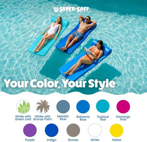 TRC Recreation Sunsation 1.75" Thick Foam Pool Float Lounger w/ Headrest for Lounging & Sunbathing in Swimming Pools, Beaches & Lakes, 70" x 26 in Kuwait
