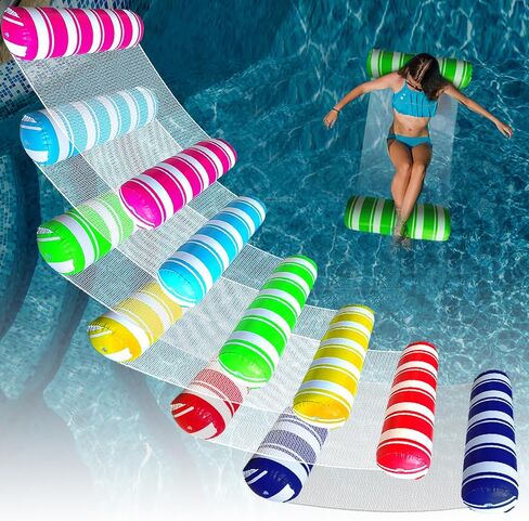 6 Pack Inflatable Pool Floats Adult Size Water Hammock,Water Floaties for Adults,4-in-1 Multi-Purpose Pool Floating Toys,Pool Rafts Lounge Chairs Floaties,for Adults Vacation Fun and Rest in Saudi Arabia