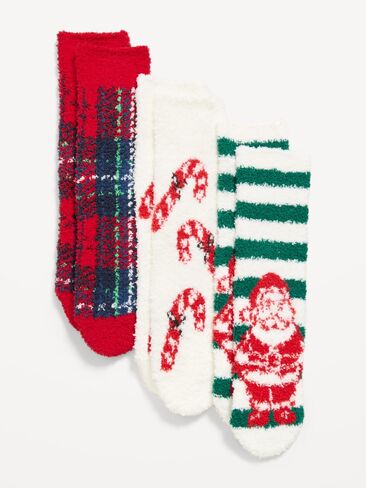 Old Navy Cozy Crew Socks 3-Pack for Women - Santa Stripes (Match the Fam!) in Kuwait