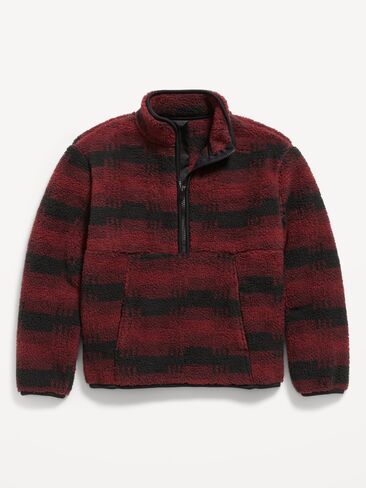 Old Navy Sherpa Half-Zip Pullover for Boys - Red Stripes in Kuwait