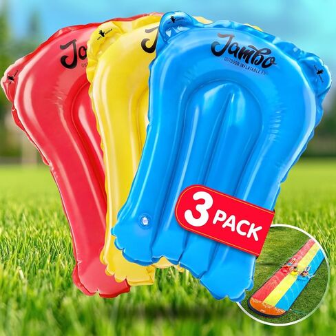 JAMBO 3 Pack Inflatable Body Boards for Water Slides, Boogie Boards for Pool, Lake & Slip Slides, Lightweight Floating Water Toys for Kids & Adults in Saudi Arabia
