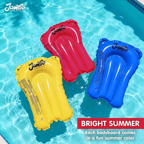 JAMBO 3 Pack Inflatable Body Boards for Water Slides, Boogie Boards for Pool, Lake & Slip Slides, Lightweight Floating Water Toys for Kids & Adults in Saudi Arabia