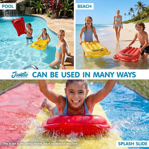 JAMBO 3 Pack Inflatable Body Boards for Water Slides, Boogie Boards for Pool, Lake & Slip Slides, Lightweight Floating Water Toys for Kids & Adults in Saudi Arabia