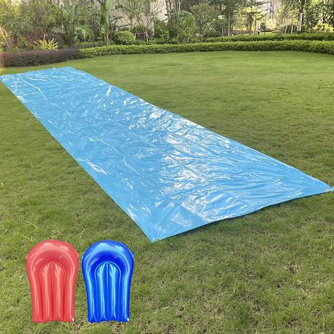 Slip and Slide 50ft X 6ft Heavy Duty with 2 Bodyboards, Thicker Lawn Water Slide, Tear-Resistant Design, Easy to Set-Up, Backyard Summer Outdoor Water Play for Adults and Teens, 2025New in Kuwait