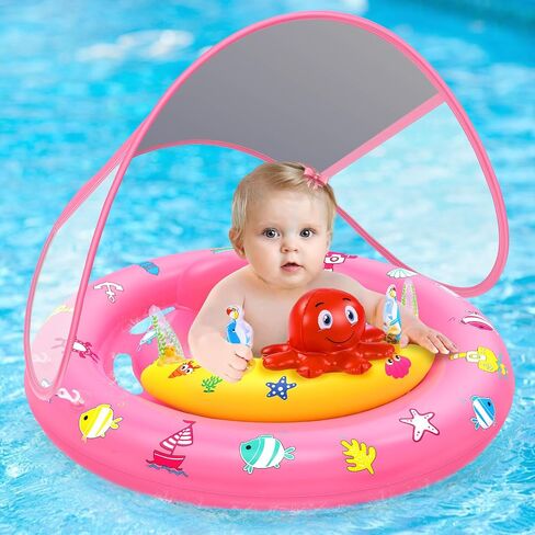 Baby Pool Float with Canopy Infant Toddler Float for 6-36 Months Boys Girls in Kuwait