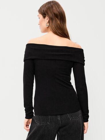 Old Navy Off-The-Shoulder Long-Sleeve Fitted Top - LS OTS TOP:BLCKJACK in Saudi Arabia