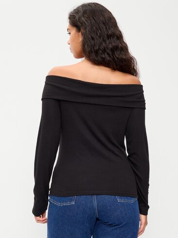 Old Navy Off-The-Shoulder Long-Sleeve Fitted Top - LS OTS TOP:BLCKJACK in Saudi Arabia
