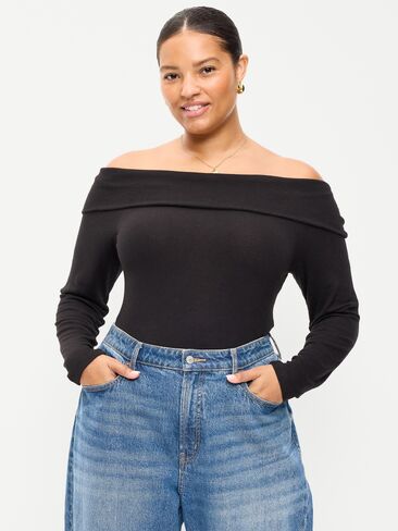 Old Navy Off-The-Shoulder Long-Sleeve Fitted Top - LS OTS TOP:BLCKJACK in Saudi Arabia