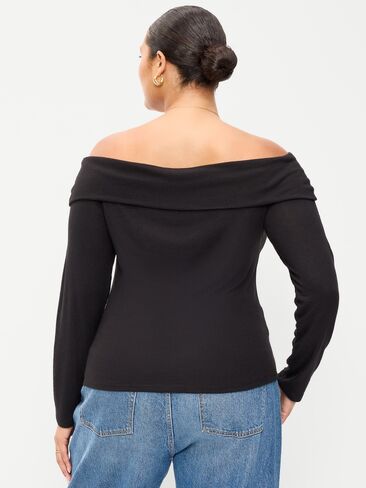 Old Navy Off-The-Shoulder Long-Sleeve Fitted Top - LS OTS TOP:BLCKJACK in Saudi Arabia