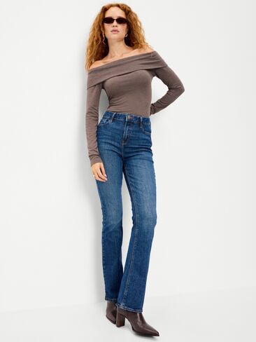 Old Navy Off-The-Shoulder Long-Sleeve Fitted Top - Earthen in Saudi Arabia