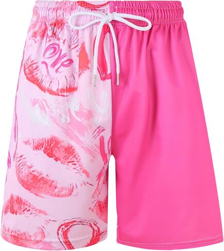 YiZYiF Men's Silk Lips Print Frilly Shiny Satin Boxer Shorts Lounge Underwear Halloween in Saudi Arabia