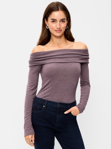 Old Navy Off-The-Shoulder Long-Sleeve Fitted Top - Veil my Night in Saudi Arabia