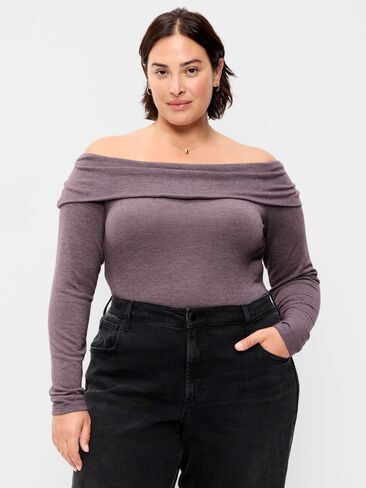 Old Navy Off-The-Shoulder Long-Sleeve Fitted Top - Veil my Night in Saudi Arabia
