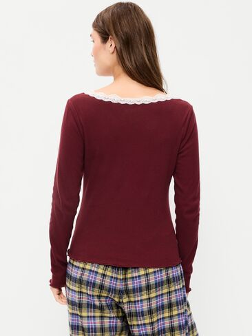 Old Navy Long-Sleeve Lace Trim T-Shirt - Emberglow in Saudi Arabia