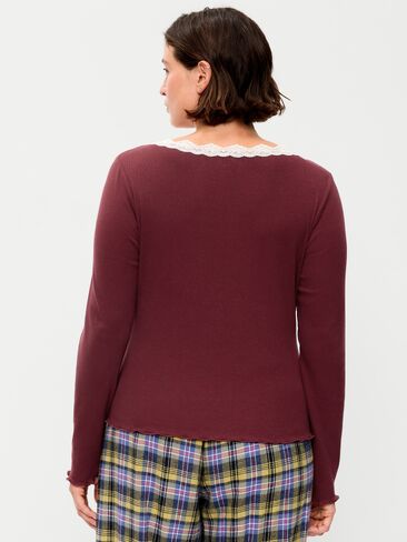 Old Navy Long-Sleeve Lace Trim T-Shirt - Emberglow in Saudi Arabia
