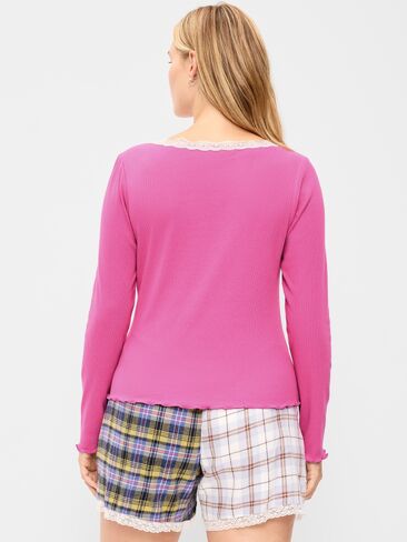 Old Navy Long-Sleeve Lace Trim T-Shirt - Wild Prairie Rose in Saudi Arabia