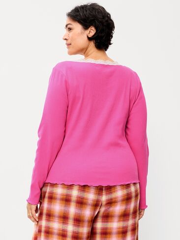 Old Navy Long-Sleeve Lace Trim T-Shirt - Wild Prairie Rose in Saudi Arabia