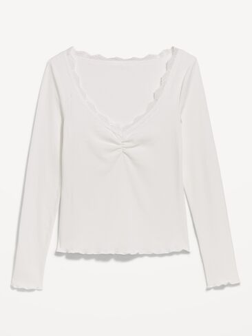 Old Navy Long-Sleeve Lace Trim T-Shirt - White Lilies in Saudi Arabia