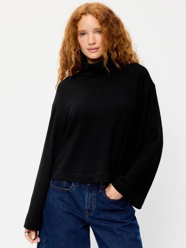 Old Navy Long-Sleeve Oversized Turtleneck Sweater - Black Jack in Saudi Arabia