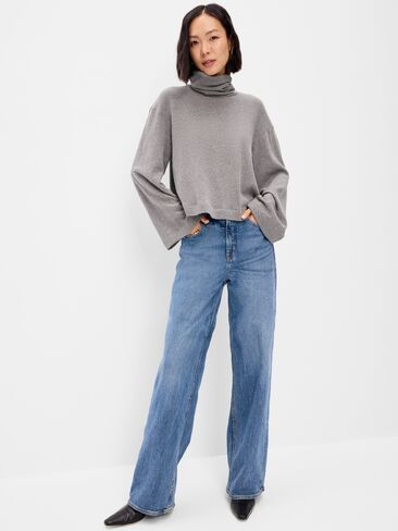 Old Navy Long-Sleeve Oversized Turtleneck Sweater - Heather Greay On in Saudi Arabia
