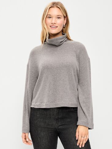 Old Navy Long-Sleeve Oversized Turtleneck Sweater - Heather Greay On in Saudi Arabia