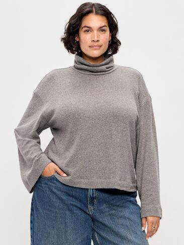 Old Navy Long-Sleeve Oversized Turtleneck Sweater - Heather Greay On in Saudi Arabia
