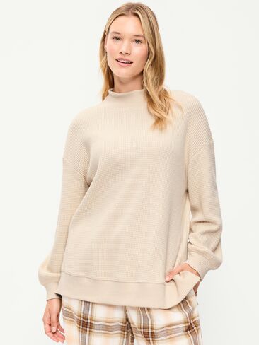 Old Navy Oversized Mock-Neck Long-Sleeve Top - Wish Bone in Saudi Arabia