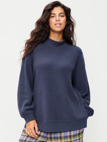 Old Navy Oversized Mock-Neck Long-Sleeve Top - Volcanic Glass in Saudi Arabia