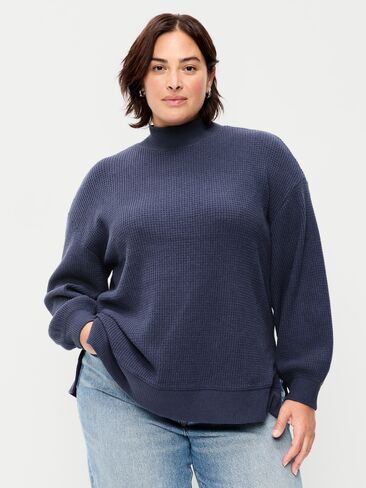 Old Navy Oversized Mock-Neck Long-Sleeve Top - Volcanic Glass in Saudi Arabia