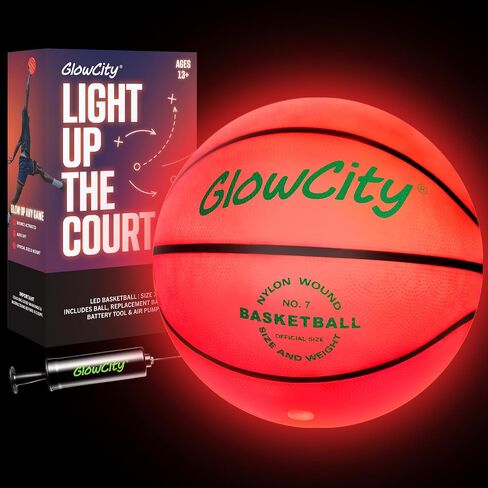 كرة السلة GlowCity المتوهجة في الظلام - مقاسات 5، 6، 7 كرة مضيئة للأطفال والمراهقين والبالغين - توهج أحمر للألعاب الخارجية - أفكار هدايا عيد ميلاد رياضية للأولاد الذين تتراوح أعمارهم بين 6 7 8 9 10 11 12 13 14 in Kuwait