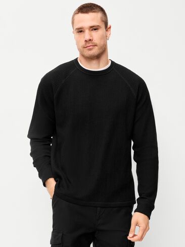 Old Navy Long-Sleeve Waffle Knit T-Shirt - Black Jack in Kuwait