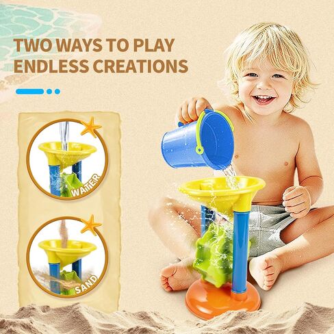 LBAIBB 25PCS Sandbox Toys Set for Toddlers 18+ Months - Easy Assemble Beach Toys with Sandbox Fence, Shovels, Molds & Bucket, No Tools Needed Outdoor Sand Play for Boys Girls in Kuwait