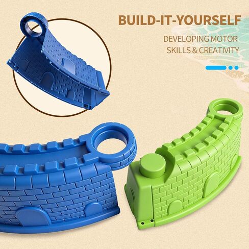 LBAIBB 25PCS Sandbox Toys Set for Toddlers 18+ Months - Easy Assemble Beach Toys with Sandbox Fence, Shovels, Molds & Bucket, No Tools Needed Outdoor Sand Play for Boys Girls in Kuwait