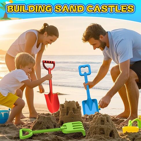 Jumbo Beach Shovels Rake Spade Toys Set for Kids, 16" Long Handle ABS Plastic Sand Scoop, 3 Pack Planting Summer Winter Travel Gift for Mud Sand Snow Digging, Backyard Gardening Tool Accessories in Saudi Arabia